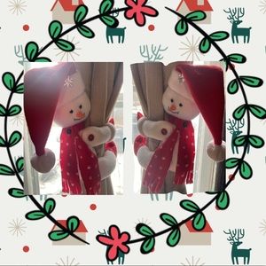 Snowman plush set 2, curtains holder Christmas home Decoration, hand made in USA